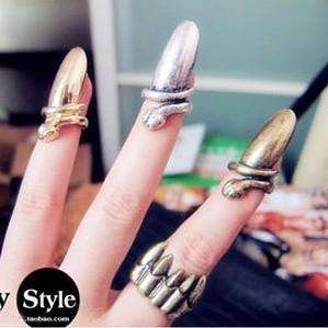 Lady Gaga Fashion Punk Cool Finger Nail Snake Design Rings (3 Color 