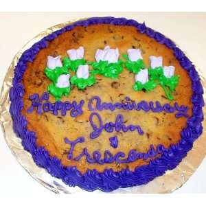 Chocolate White Chocolate Chip Cookie Cake 2 lb./ 12 Blue Trim and 