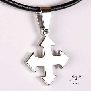 Mens Stainless Steel Barbee Cross Necklace Leather  