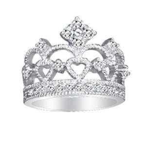 Sterling Silver Crown Design Pave CZ Ring  