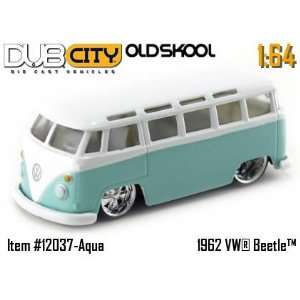   City Oldskool White & Aqua 1962 VW BUS 164 Scale Die Cast Car Toys