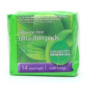 Chlorine Free Ultra thin Pads w/ Wings Overnight 14 CT from Seventh 