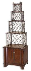 Uttermost Dayton Decorative Etagere Scrolled Metal Accents and Cabinet 