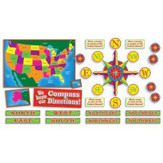  U.S. Map and Compass Directions Bulletin Board (Poster 