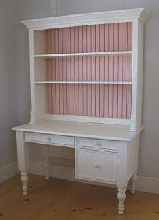 COTTAGE STYLE Solid Wood Small Library DESK with TOP HUTCH 30 Paints 