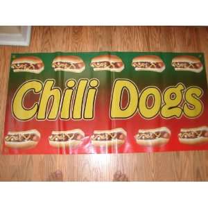  CHILI DOGS BANNER CONCESSION STAND BANNER 48 WIDTH X 24 