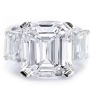 59 Ct Emerald Cut 3 Stone Diamond Engagement Ring EGL  