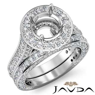 Vintage Diamond Pave Ring Bridal Set Platinum 7sz  