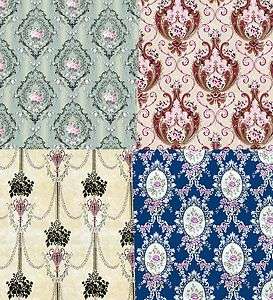 Doll House Wallpaper choice of 12 Vintage designs Green Pink Blue 
