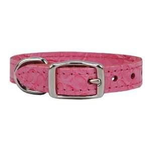  Croco   Faux Crocodile Leather Collar   1/2 x 12   Pink 