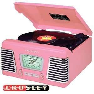  Crosley CR711 Autorama Turntable with AM/FM Radio, Pink 