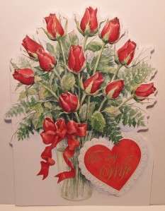   Wilson To My Wife Valentines Day Card, , Dozen Red Roses Vased CG3058