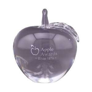    14AAU Custom Etched Crystal Apple Desk Award