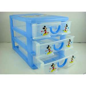   Mickey Mouse Blue Storage Jewelry Box Display 3 Drawers FREE SHIP