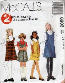 8903 McCalls Pattern Girls Easy Fall Jumper Dresses 10  