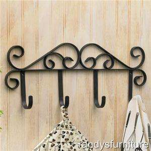 Iron Scroll Wall Hook Coat & Hat Rack with 4 Hooks  