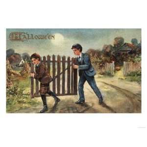     Boys Carrying Fence Giclee Poster Print, 24x32