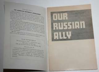   Historical Association Our Russian Ally WWII Educational Booklet