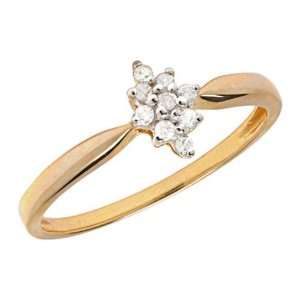  10k Gold Diamond Starburst Cluster Promise Ring Jewelry