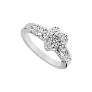 Diamond Heart Ring  14K White Gold   1.00 CT Diamonds   Manufacturer 