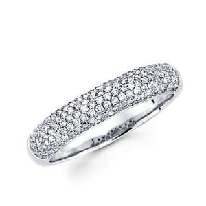 Size  4   14k White Gold Round Diamond Pave Dome Ring Band .57 ct (G H 