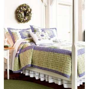 King Cassandra Quilted Pillow Sham in Green and Lilac 