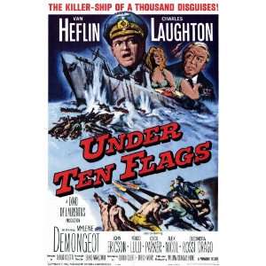 Under Ten Flags Van Heflin & Charles Laughton Original Folded Movie 