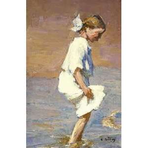  Wading at the Shore Edward Henry Potthast. 10.50 inches 