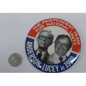  1980 JOHN ANDERSON & LUCEY FOR PRESIDENT POLITICAL BUTTON 