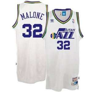 Karl Malone Utah Jazz White Adidas Throwback Jersey   Size 52   XL