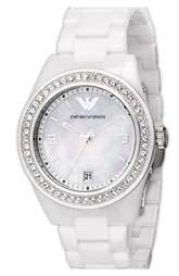Emporio Armani Medium Round Crystal & Ceramic Watch $495.00
