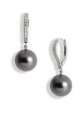 Mikimoto Diamond & Black South Sea Cultured Pearl Earrings $1,500.00
