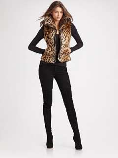 Adrienne Landau   Leopard Print Fur Vest    