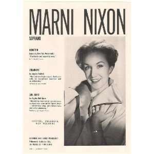  1962 Soprano Marni Nixon Photo Booking Print Ad (Music 