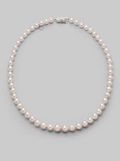   A1 18k white gold Length, about 18 Mikimoto signature clasp Imported