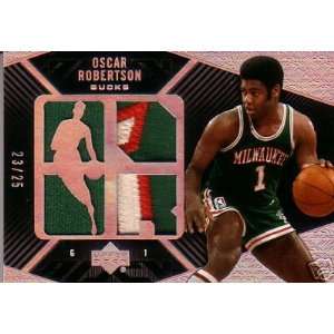  07 08 UD OSCAR ROBERTSON Game Worn 3 color Patch #d/25 