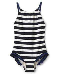 Juicy Couture Girls Striped Mailot Swimsuit   Sizes 2 12
