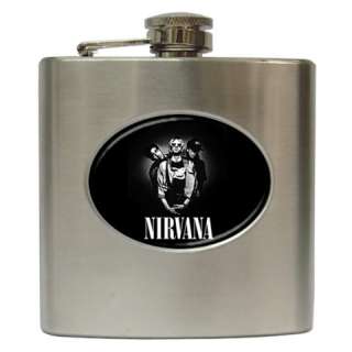 Kurt Cobain Nirvana Hip Flask 6 oz Stainless Steel Gif  