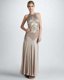 Beaded Satin Gown  