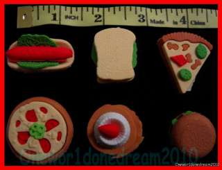 Novelty Pencil Rubber Eraser Stationery Hamburger Pizza Set Kids Gift 