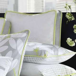 Echo Fan Floral EURO Pillow Sham White Gray Lime Green European 
