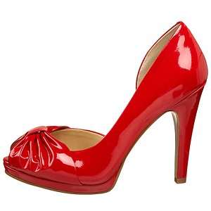 NINE WEST Every RED Platform Pumps Shoes Heels Patent Peep Toe 