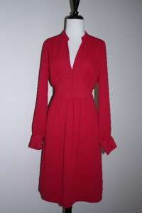 BCBG FABIANA LONG SLEEVE CREPE PRAIRIE vintage vibe DRESS Red Fall 