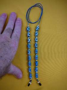 262) Turquoise blue glass bead Eyeglass leash holder chain  