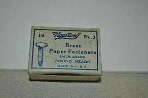 Vintage Box ONLY  NOESTING BRASS Paper Fasteners NO.3  