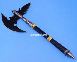 BATTLE AXE Black Steel Blade Spike Medieval Knight Plq  