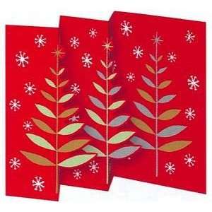 Christmas Greeting Cards   Red Gold and Silver Christmas Tree Tri Fold 