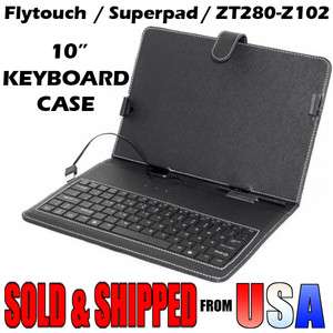 10 Leather Keyboard Case Flytouch 2 3 II III Epad ZT 280 Z102 Tablet 
