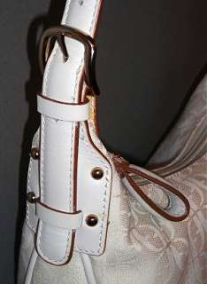 FOSSIL WHITE IVORY HANDBAG Canvas Leather Purse NWT  