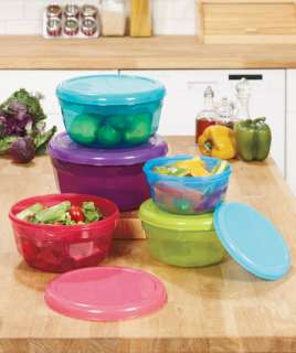 10 Piece Lidded Colorful Plastic Food Storage Bowl Container Set with 